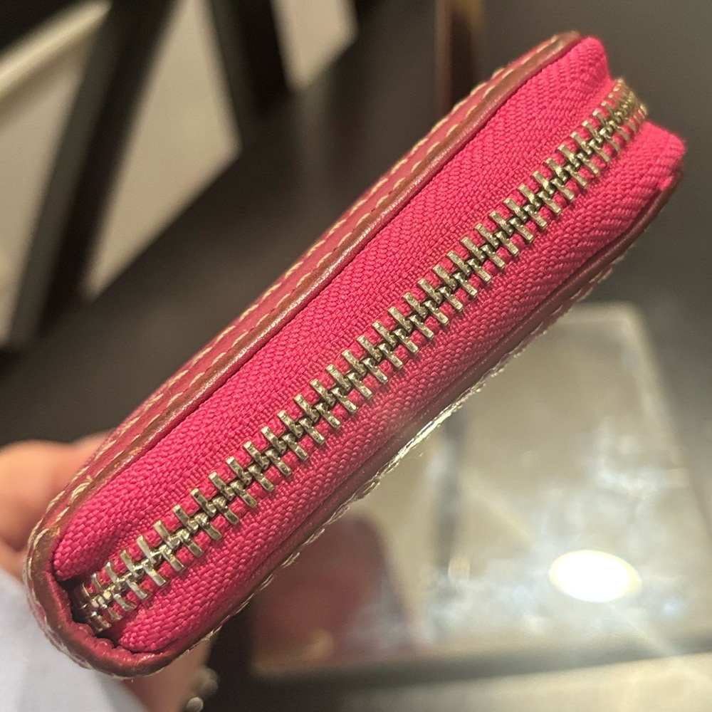 COACH Pink Signature Stripe Zip Around Wallet | Accordion Continental - Picture 8 of 14